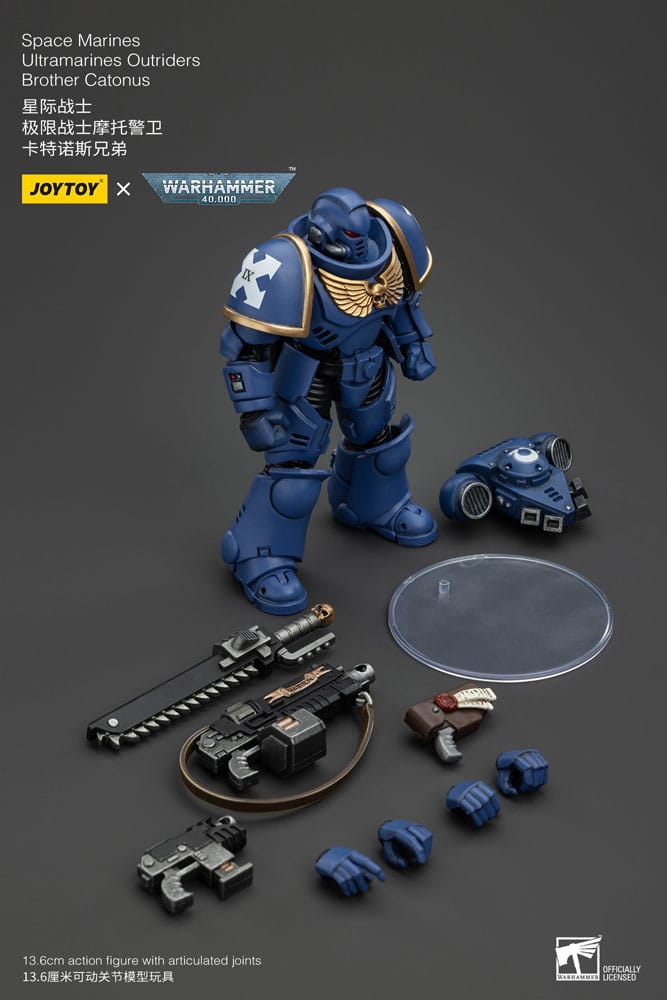 Warhammer 40k Action Figure 1/18 Space Marines Ultramarines Outriders Brother Catonus 14 cm