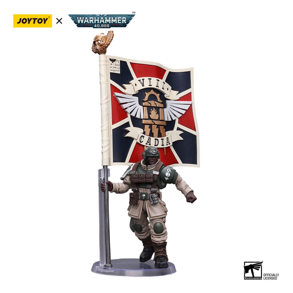 Warhammer 40k Action Figure 1/18 Astra Militarum Cadian Command Squad Veteran with Regimental Standard 12 cm