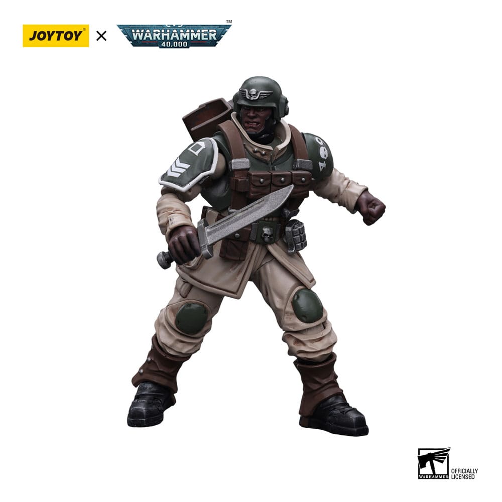 Warhammer 40k Action Figure 1/18 Astra Militarum Cadian Command Squad Veteran with Regimental Standard 12 cm