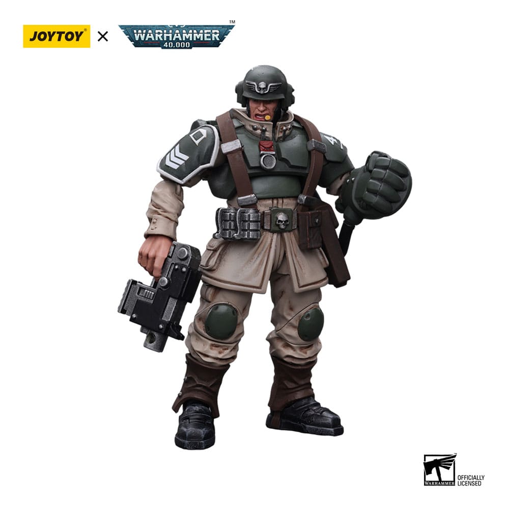 Warhammer 40k Action Figure 1/18 Astra Militarum Cadian Command Squad Veteran Sergeant with Power Fist 12 cm