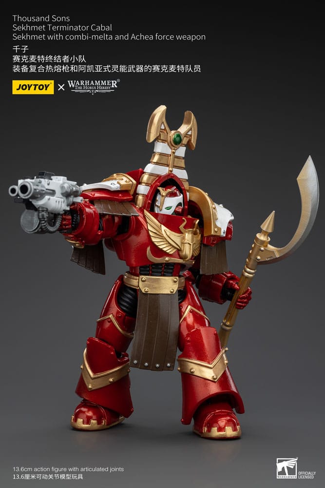 Warhammer The Horus Heresy Action Figure 1/18 Thousand Sons Sekhmet Terminator Cabal Sekhmet with Combi-Melta and Achea Force Weapon 14 cm