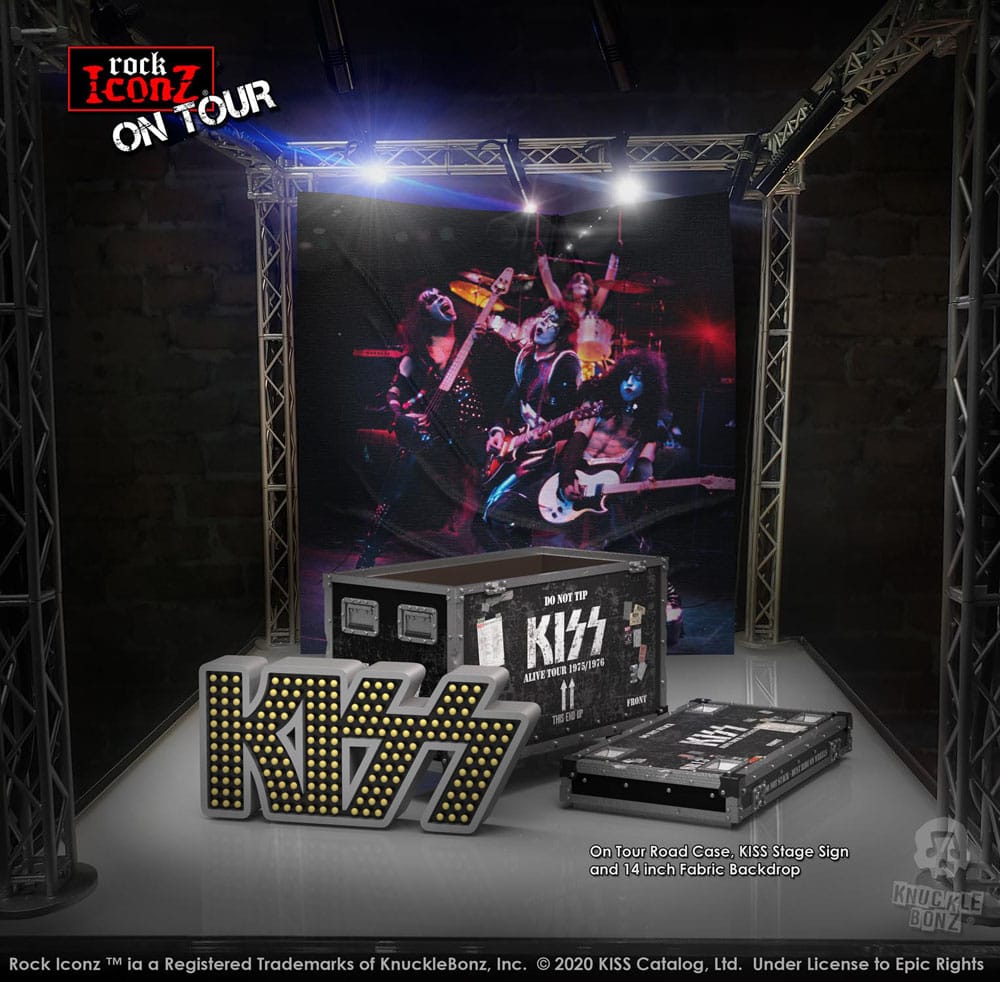 Kiss Rock Ikonz On Tour Road Case Statue + Stage Backdrop Set Alive! Tour