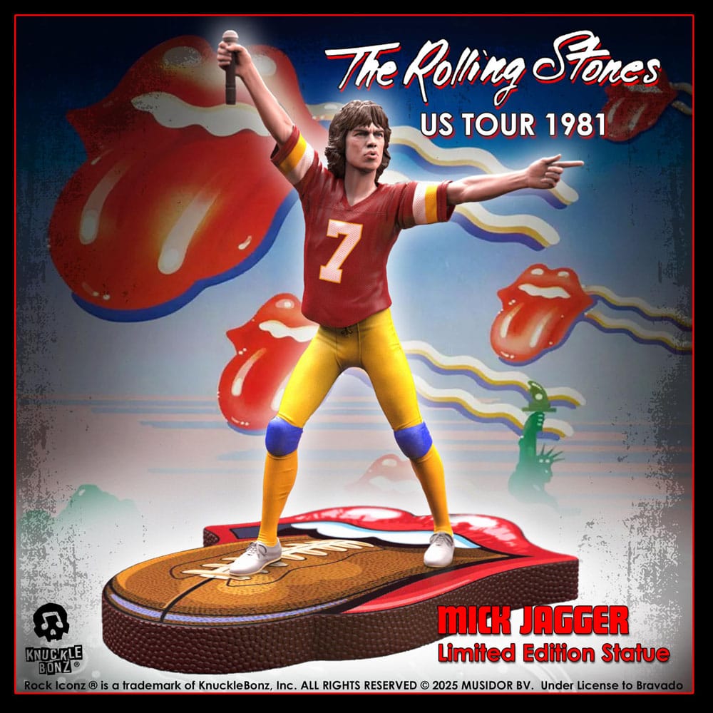 Rolling Stones Rock Iconz Statue Mick Jagger US Tour 1981 (Burgundy Jersey) 22 cm