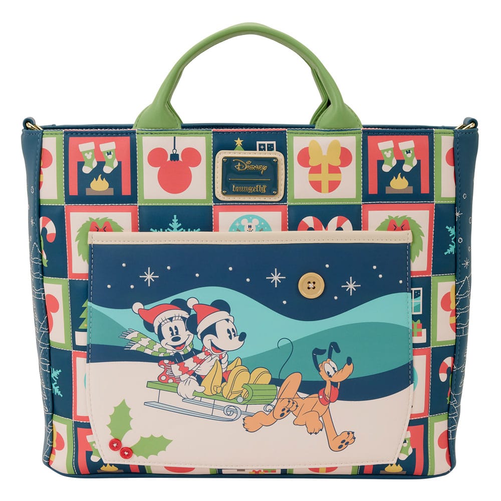 Disney by Loungefly Canvas Tote Bag Mickey and Minnie Holiday