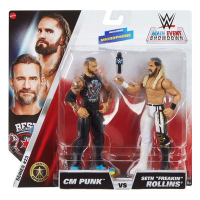 WWE Main Event Showdown Action Figures CM Punk vs Seth "Freakin" Rollins 2-Pack 15 cm