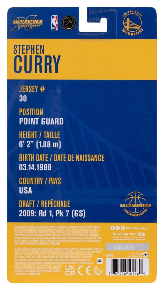 NBA SportsPicks Action Figure Stephen Curry (Golden State Warriors) 15 cm