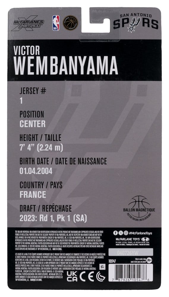 NBA SportsPicks Action Figure Victor Wembanyama (San Antonio Spurs) 17 cm - Damaged packaging