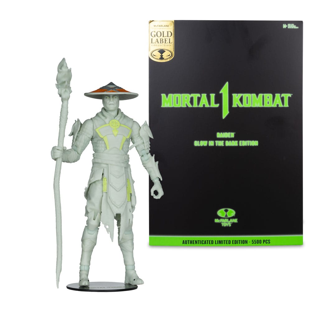 Mortal Kombat Action Figure Glow in the Dark Edition Raiden (Gold Label) 18 cm