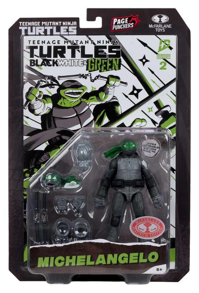 Teenage Mutant Ninja Turtles Page Punchers Action Figure Michelangelo (Black White & Green) (Red Platinum Edition) 13 cm