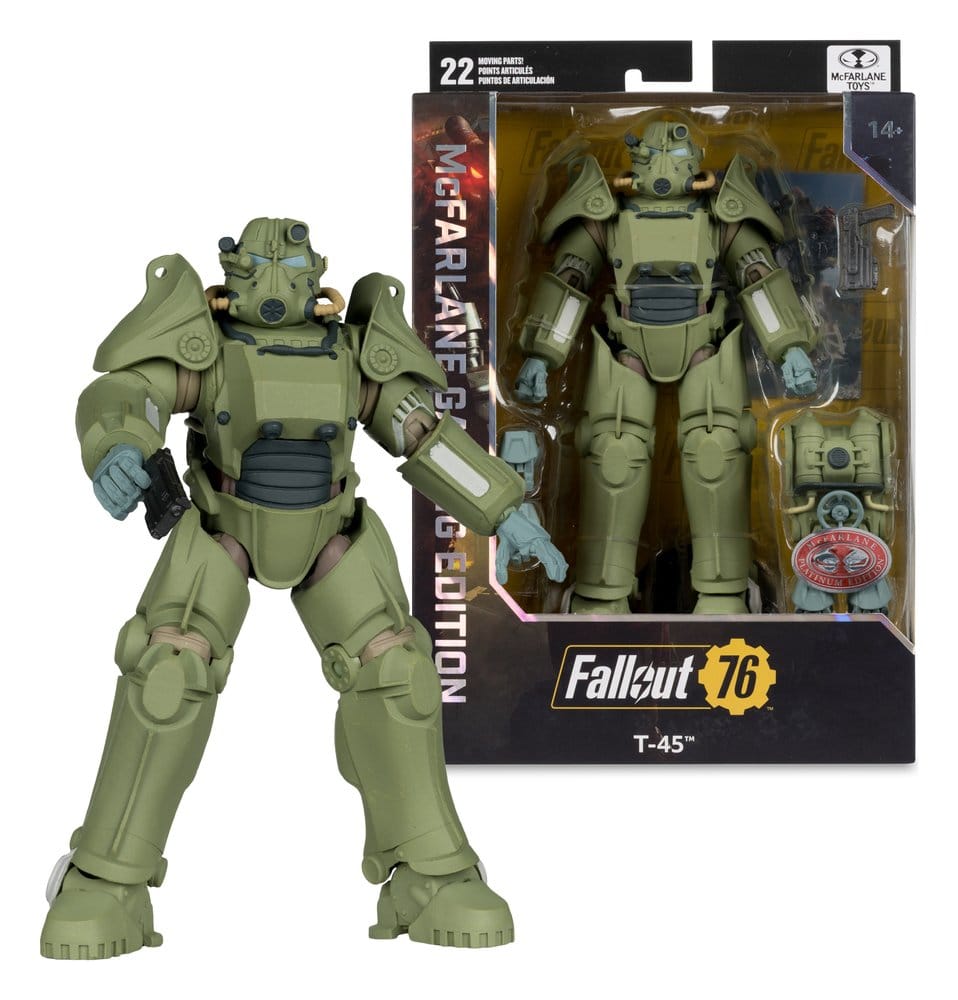 Fallout 76 Gaming Edition Action Figure T-45 Military Armor (Red Platinum Edition) 20 cm - Damaged packaging