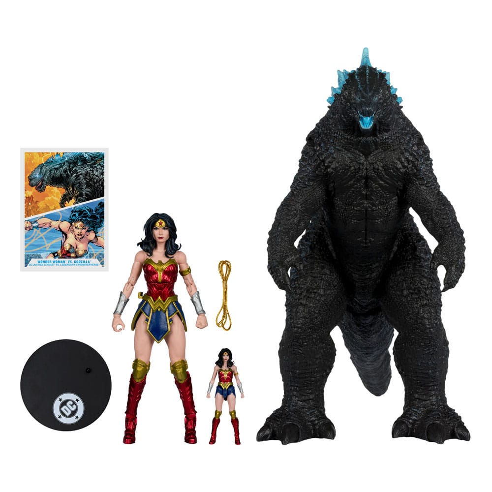 DC Justice League Monsterverse DC Multiverse Action Figures 2-Pack Wonder Woman Vs. Atomic Blast Godzilla 18 cm  - Damaged packaging