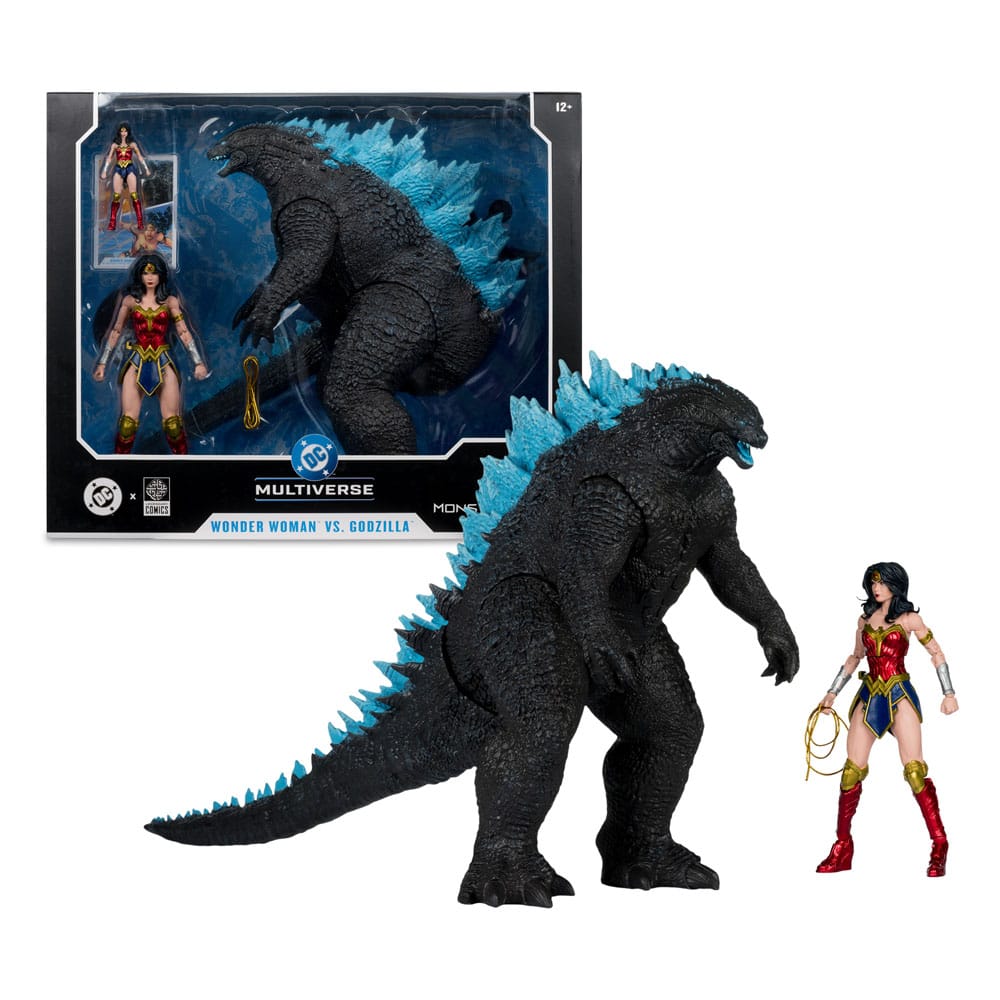 DC Justice League Monsterverse DC Multiverse Action Figures 2-Pack Wonder Woman Vs. Atomic Blast Godzilla 18 cm  - Damaged packaging