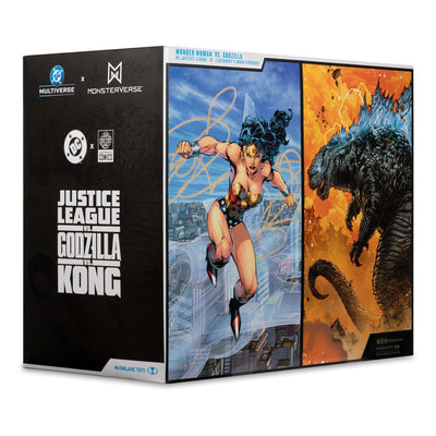 DC Justice League Monsterverse DC Multiverse Action Figures 2-Pack Wonder Woman Vs. Atomic Blast Godzilla 18 cm  - Damaged packaging