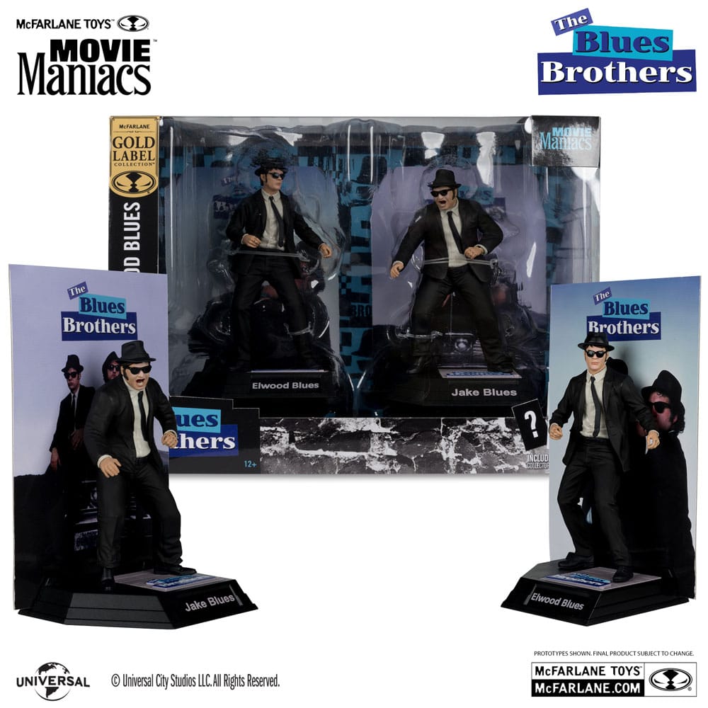 The Blues Brothers Movie Maniacs PVC Statue 2-Pack Jake & Elwood Blues (Gold Label) 15 cm - Severely damaged packaging