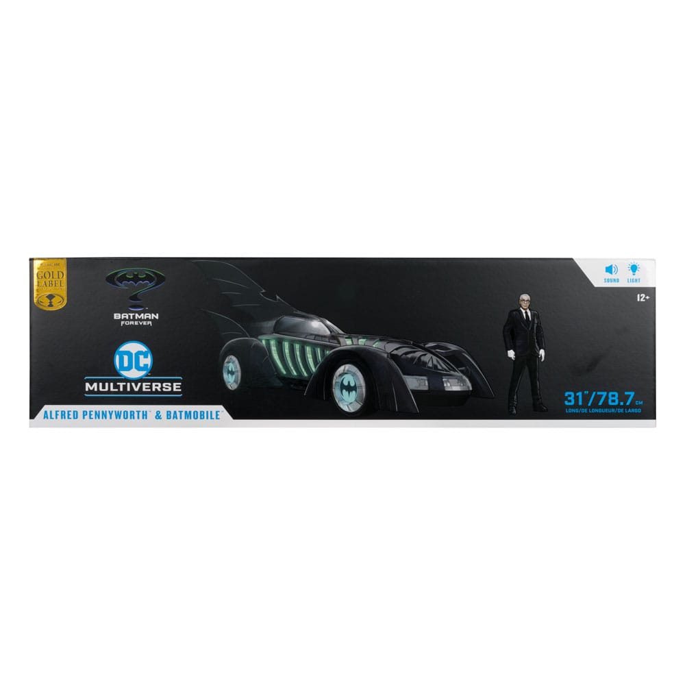Batman Forever DC Multiverse Action Figure with Vehicle Alfred Pennyworth &amp; Batmobile (Gold Label) 79 cm