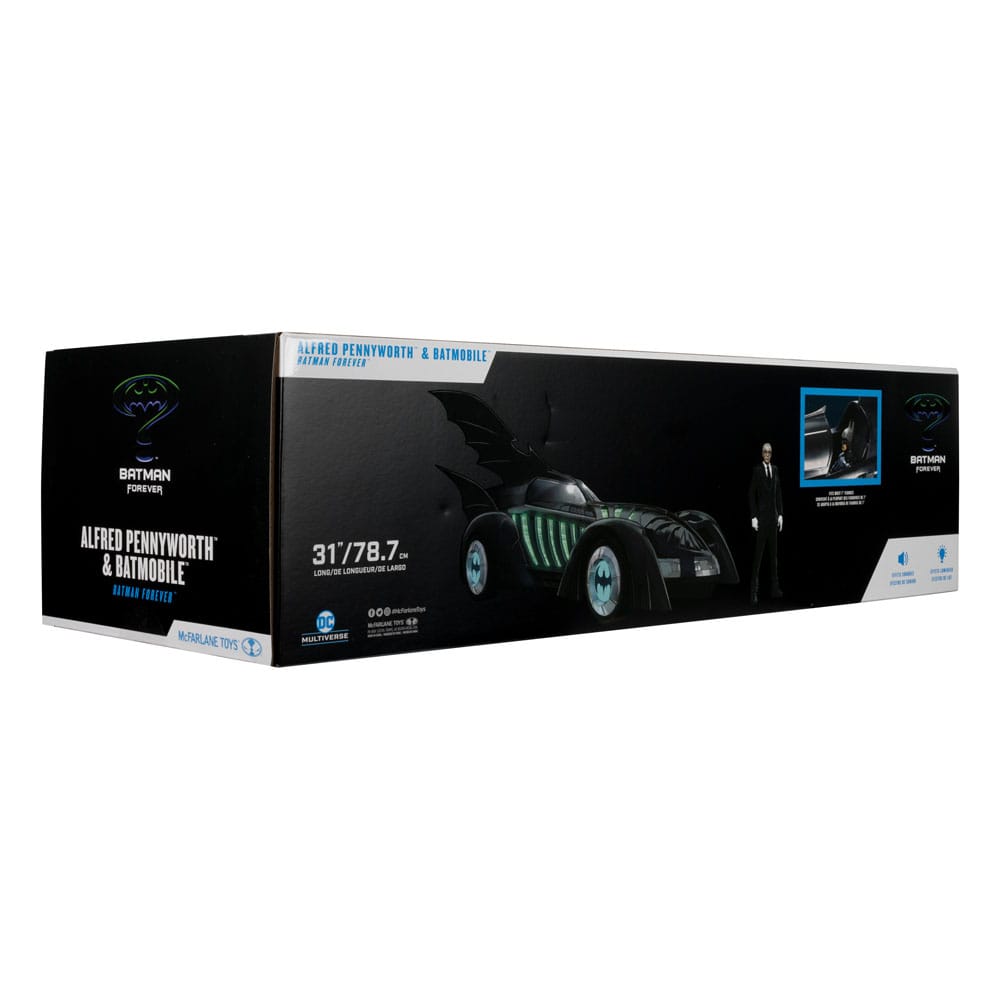 Batman Forever DC Multiverse Action Figure with Vehicle Alfred Pennyworth &amp; Batmobile (Gold Label) 79 cm