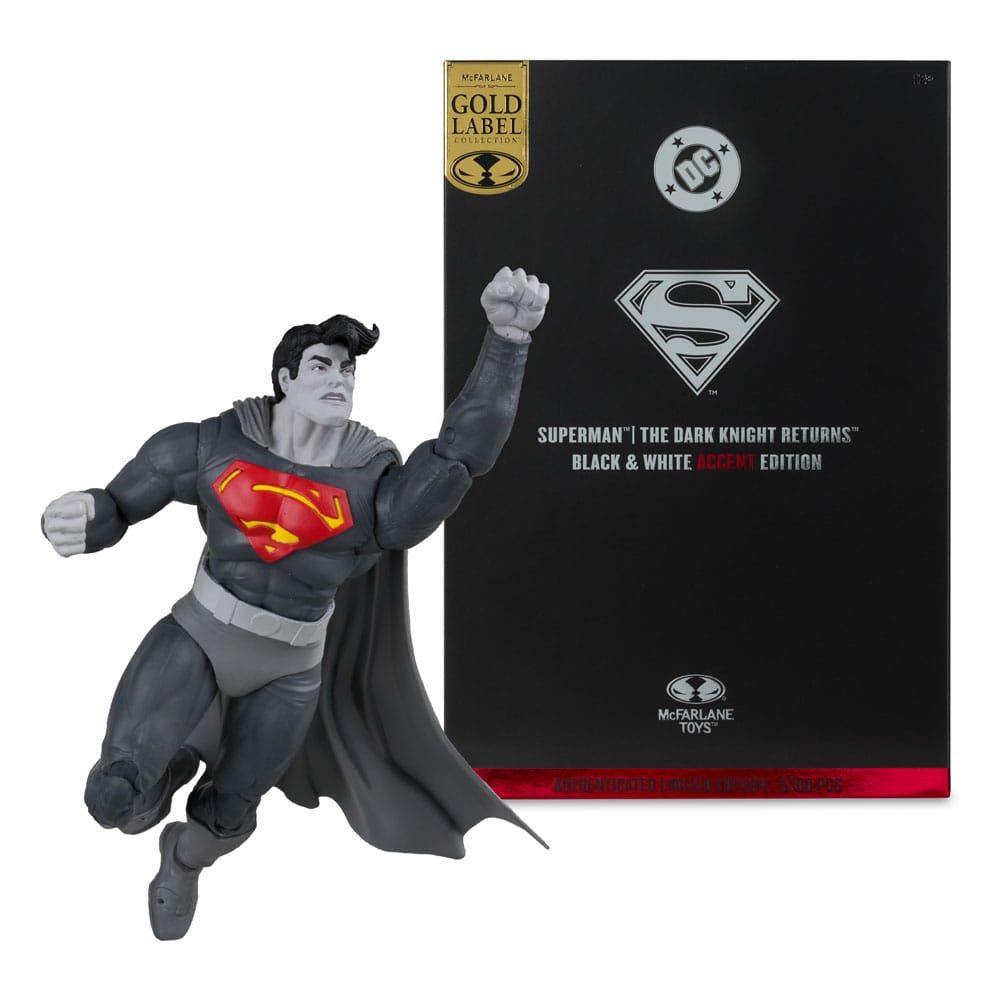 DC Multiverse Action Figure Superman (The Dark Knight Returns) (Black &amp; White Accent Edition) (Gold Label) 18 cm