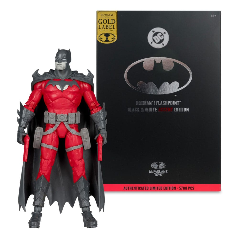 DC Multiverse Action Figure Batman (Flashpoint) (Black &amp; White Accent Edition) (Gold Label) 18 cm