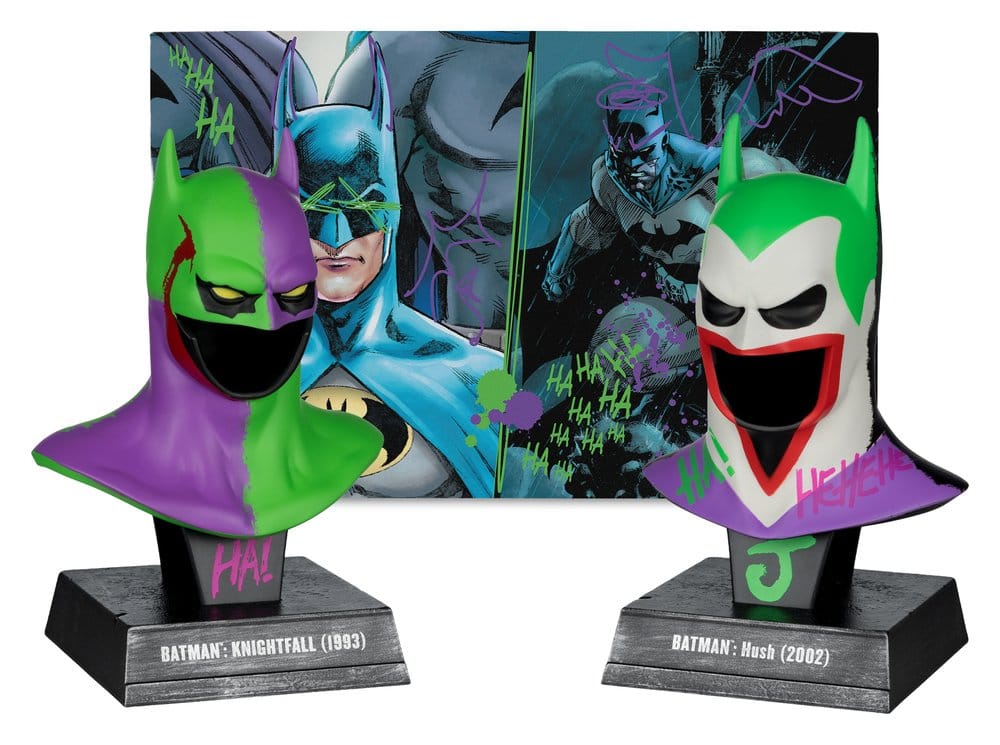 Batman DC Direct Mini Replica 1/3  2-pack Batman Cowls Hush & Knightfall (Jokerized) (Gold Label) 18 cm - Severely damaged packaging