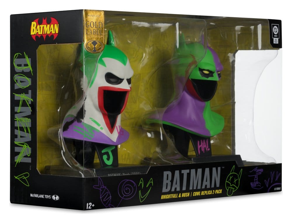 Batman DC Direct Mini Replica 1/3  2-pack Batman Cowls Hush & Knightfall (Jokerized) (Gold Label) 18 cm - Severely damaged packaging