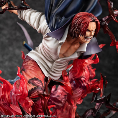 One Piece P.O.P SA-MAXIMUM PVC Statue Leader of Red Hair Pirates Red-Haired Shanks Kamusari 25 cm
