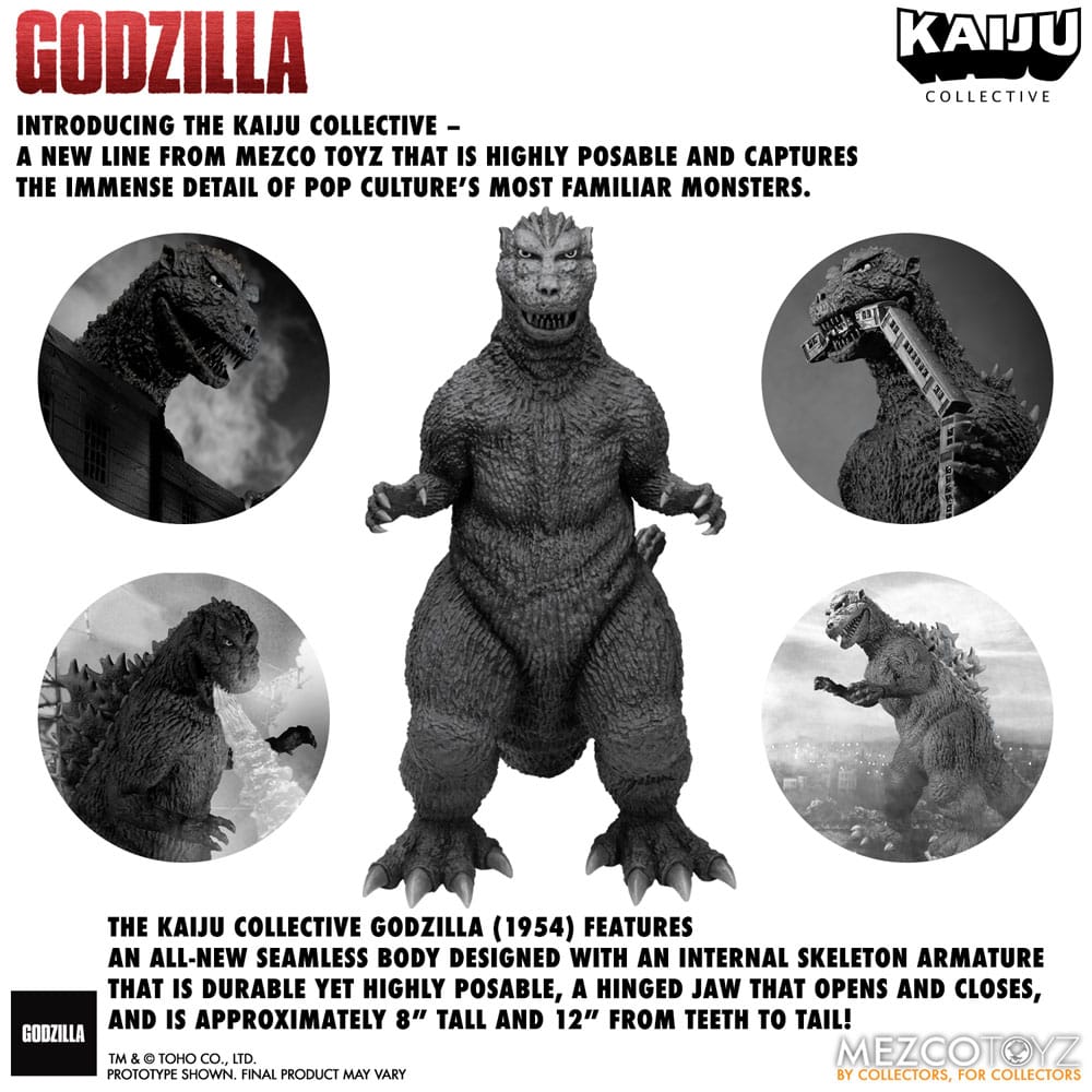 Godzilla (1954) Kaiju Collective Action Figure Godzilla - Black & White Edition 20 cm