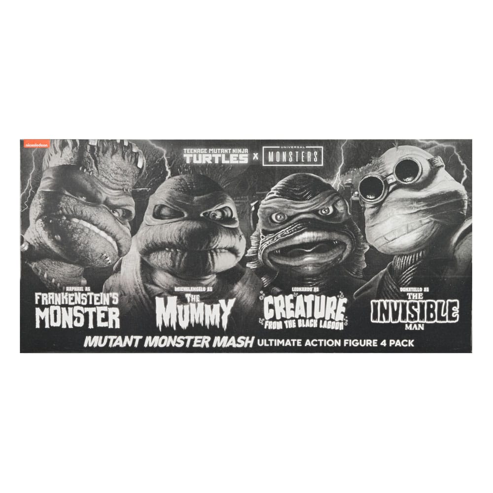 Universal Monsters x Teenage Mutant Ninja Turtles Action Figures 4-Pack Turtles Black &amp; White 18 cm