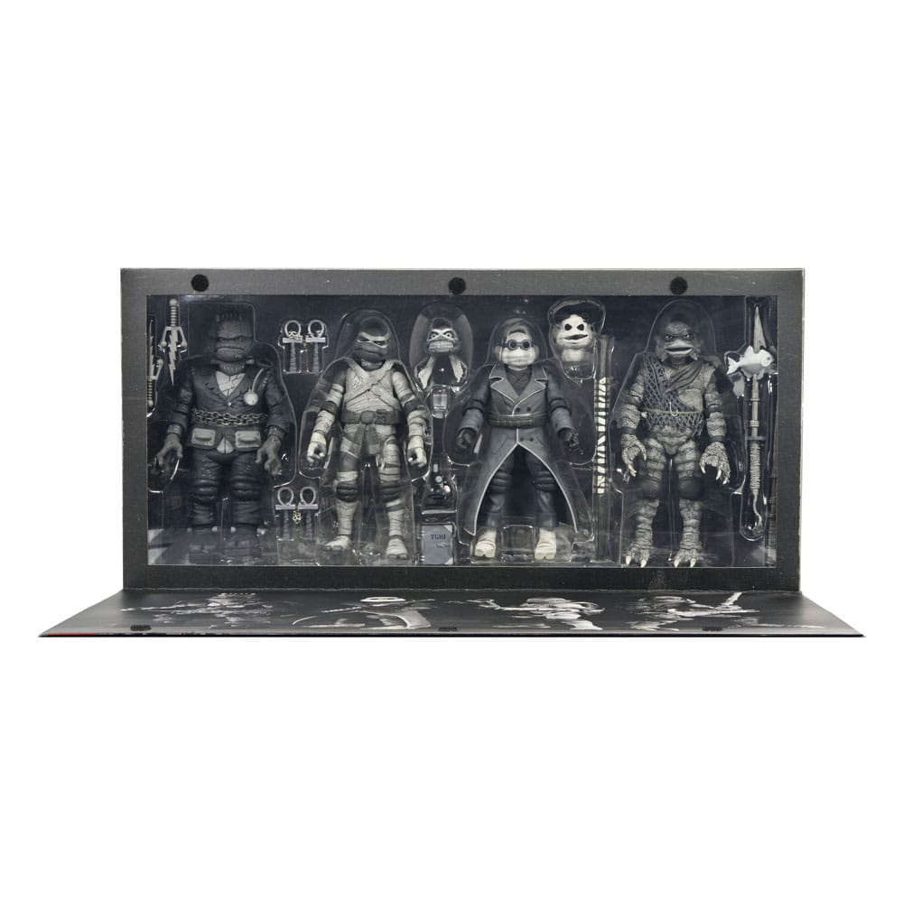 Universal Monsters x Teenage Mutant Ninja Turtles Action Figures 4-Pack Turtles Black &amp; White 18 cm