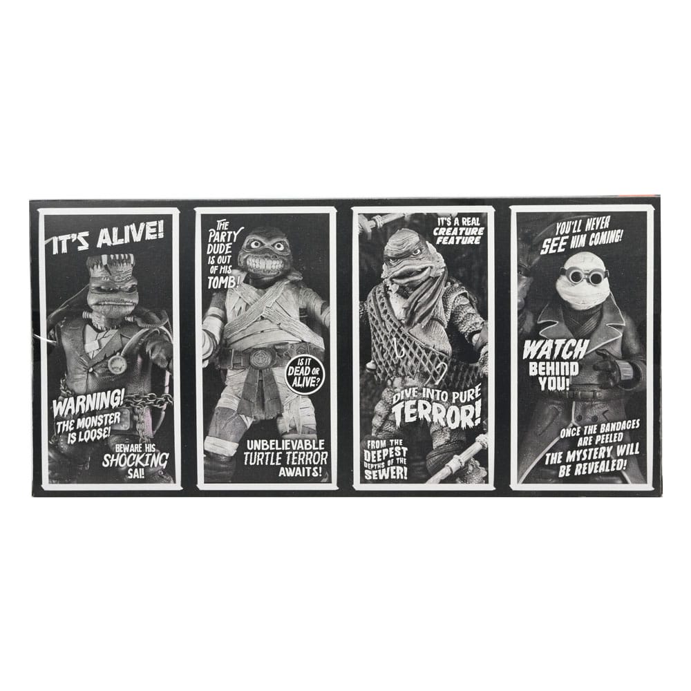 Universal Monsters x Teenage Mutant Ninja Turtles Action Figures 4-Pack Turtles Black &amp; White 18 cm