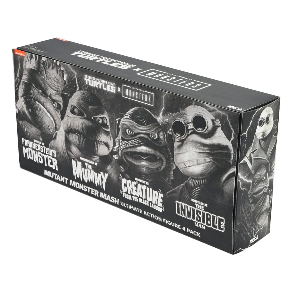 Universal Monsters x Teenage Mutant Ninja Turtles Action Figures 4-Pack Turtles Black &amp; White 18 cm