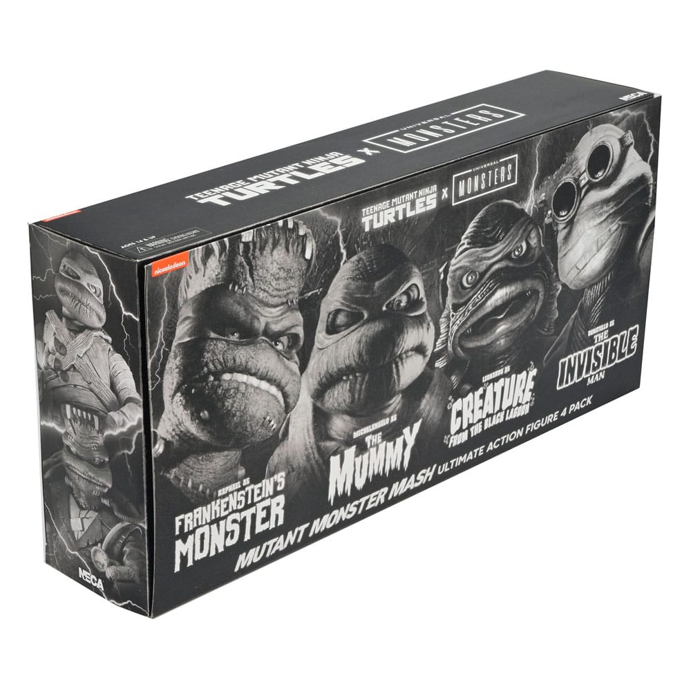 Universal Monsters x Teenage Mutant Ninja Turtles Action Figures 4-Pack Turtles Black &amp; White 18 cm