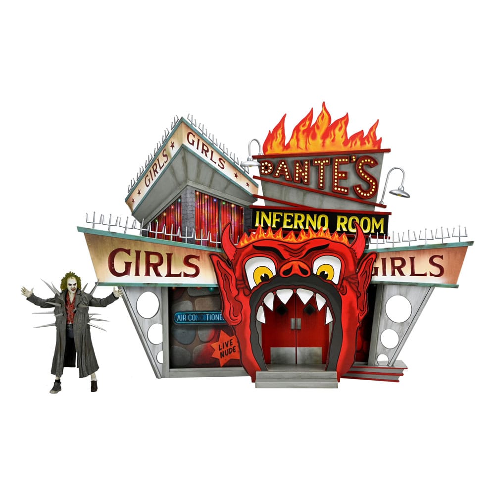 Beetlejuice (1988) Diorama Trenchcoat with Spikes Inferno Room Deluxe Set  - Damaged packaging