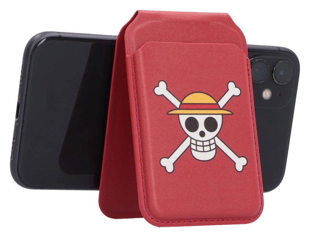 One Piece Card Holder Luffy Jolly Roger (Red) 10 cm