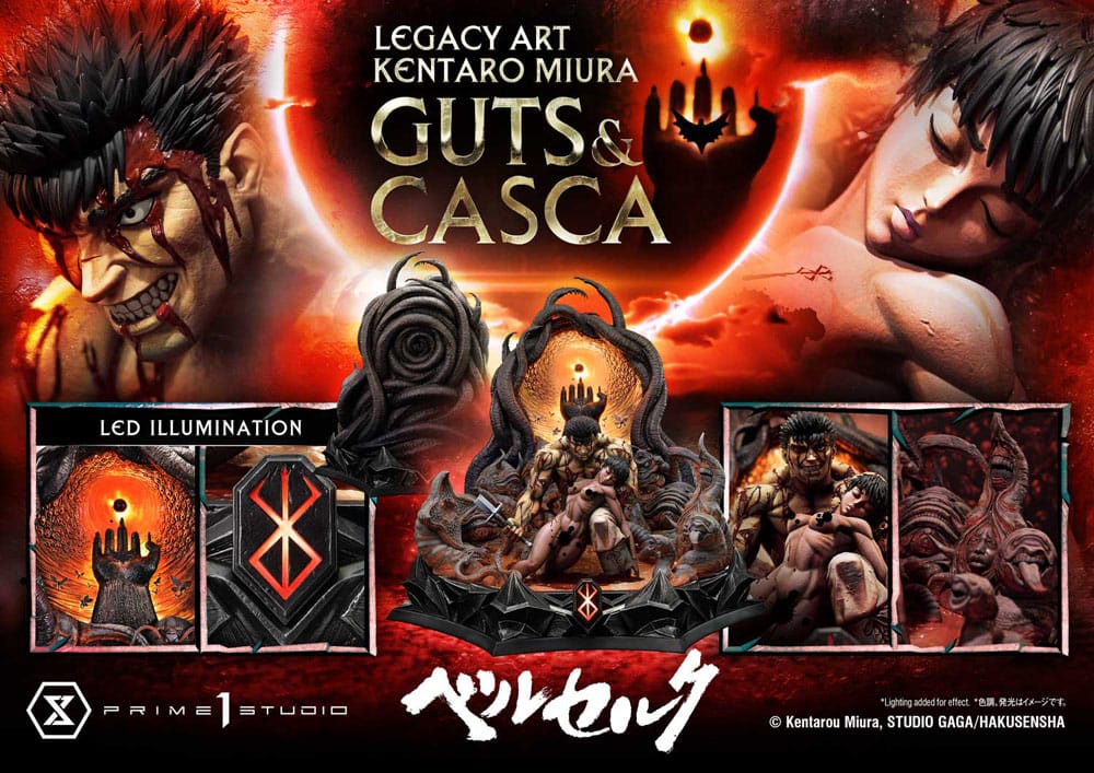 Berserk Ultimate Legacy Art Kentaro Miura Statue 1/4 Guts &amp; Casca Bonus Version 72 cm