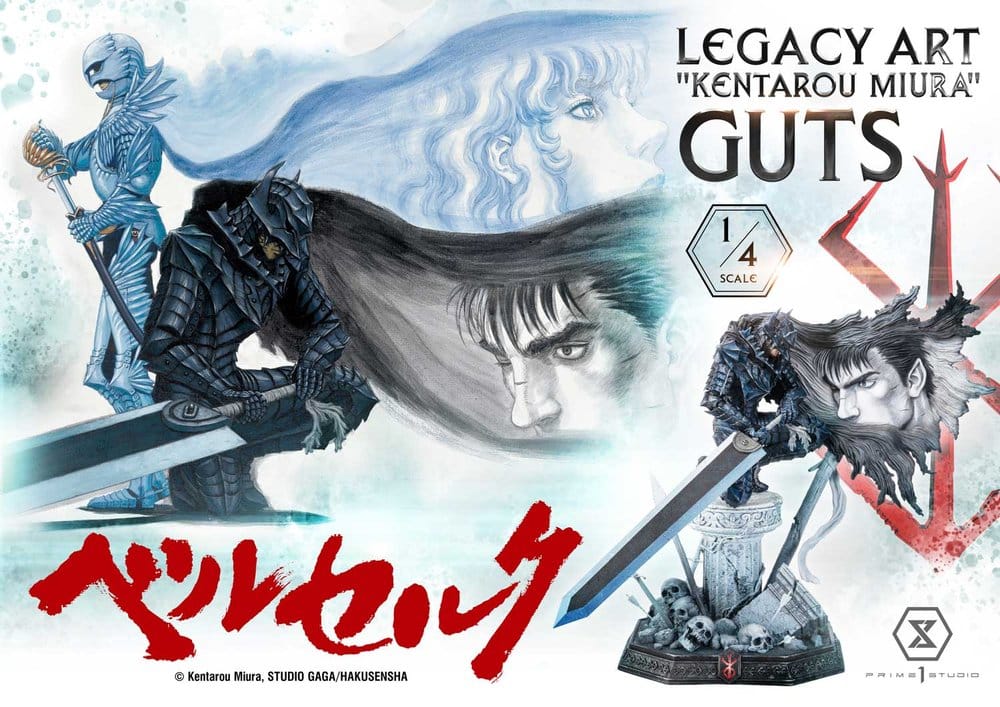 Berserk Legacy Art "Kentarou Miura" Statue 1/4 Guts Bonus Version 74 cm
