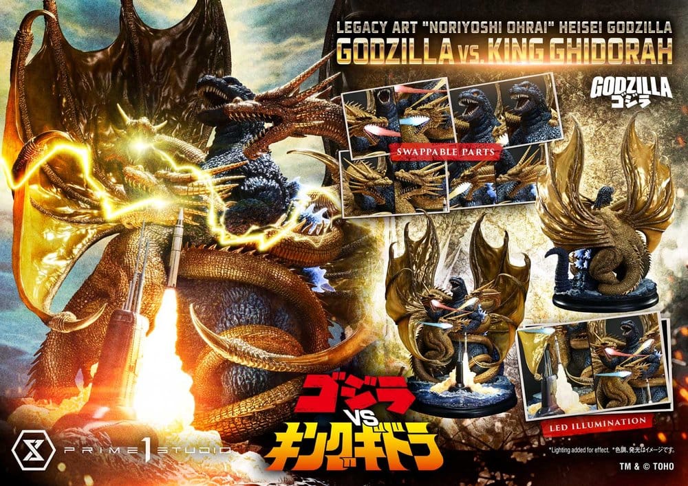 Godzilla Legacy Art "Noriyoshi Ohrai" Statue Heisei Godzilla Godzilla vs. King Ghidorah Bonus Version 82 cm