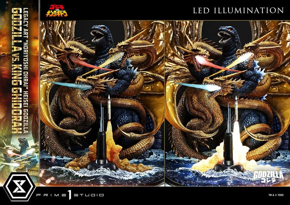 Godzilla Legacy Art "Noriyoshi Ohrai" Statue Heisei Godzilla Godzilla vs. King Ghidorah Bonus Version 82 cm