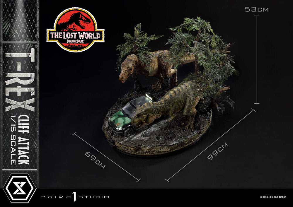 Jurassic World: The Lost World Statue 1/15 T-Rex Cliff Attack Bonus Version 53 cm