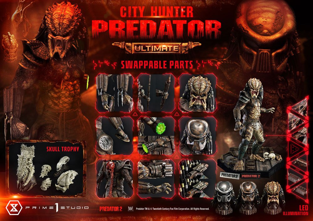 Predator 2 Museum Masterline Statue 1/3 City Hunter Predator Ultimate Bonus Version 105 cm