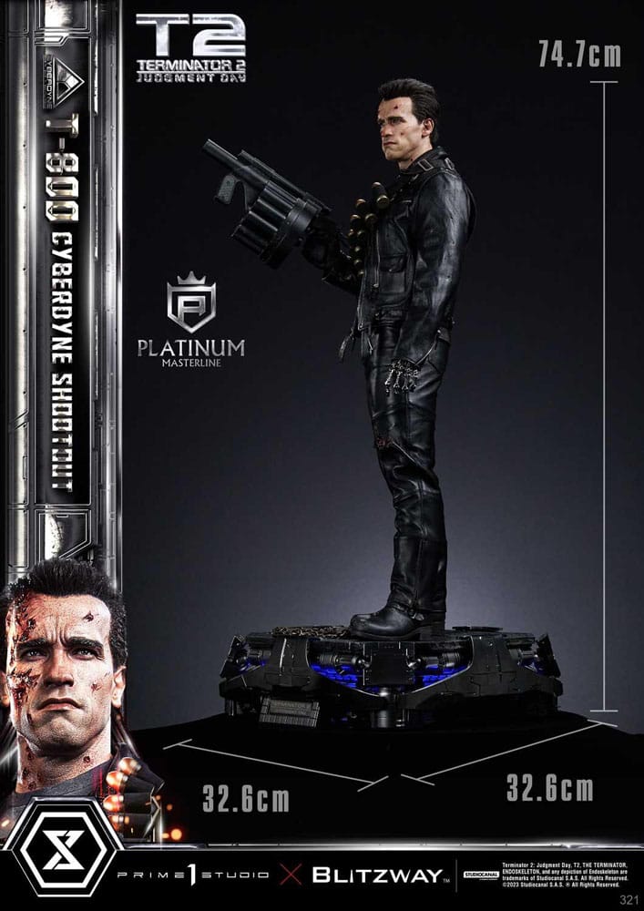 Terminator 2 Platimum Masterline Series Statue 1/3 T-800 Cyberdyne Shootout 74 cm