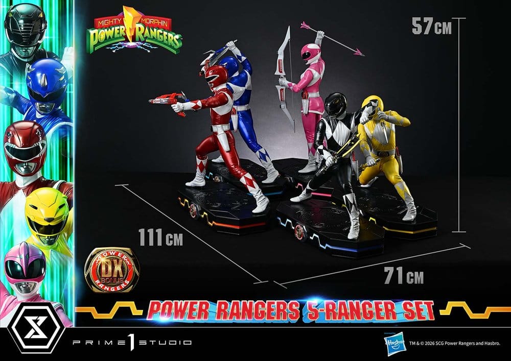 Mighty Morphin Power Rangers Premium Masterline Set of 5 Statues 1/4 Deluxe Bonus Version 62 cm