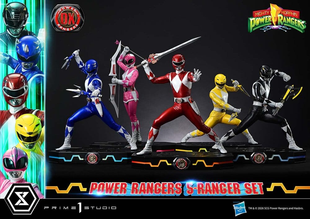 Mighty Morphin Power Rangers Premium Masterline Set of 5 Statues 1/4 Deluxe Bonus Version 62 cm