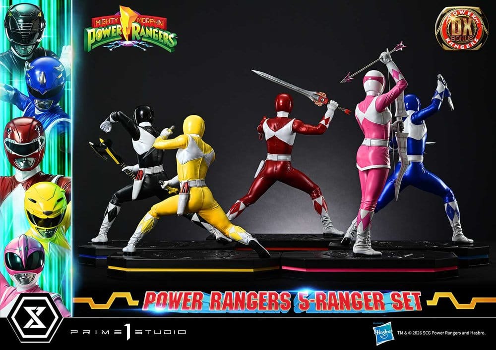 Mighty Morphin Power Rangers Premium Masterline Set of 5 Statues 1/4 Deluxe Bonus Version 62 cm