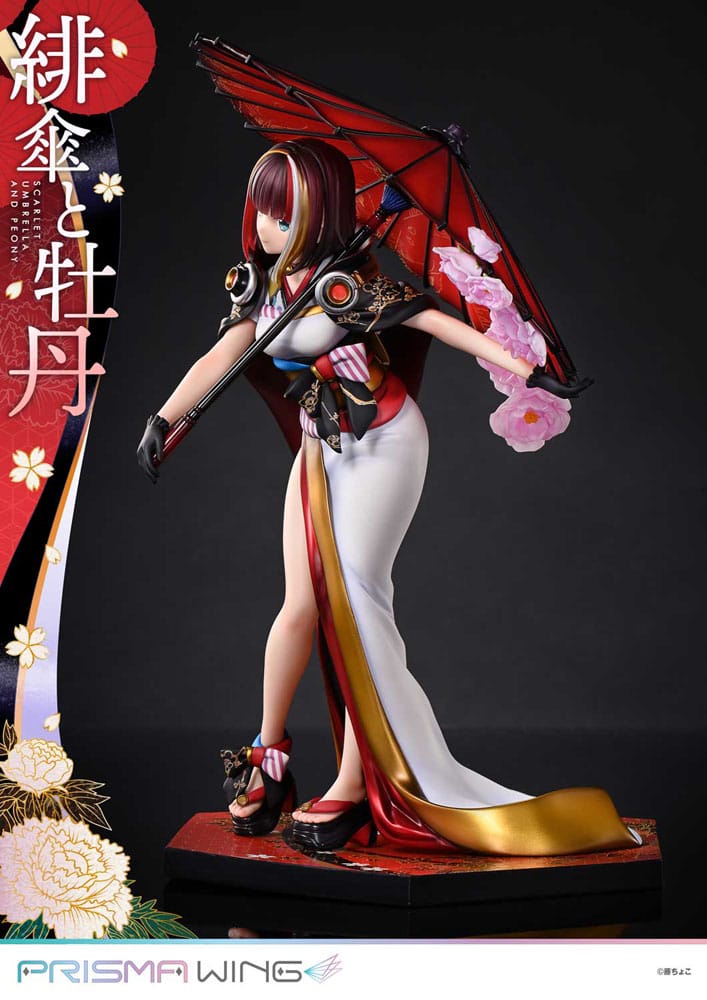 Original Illustration by Fuzichoco Prisma Wing PVC Statue 1/7 Scarlet Umbrella And Peony 28 cm