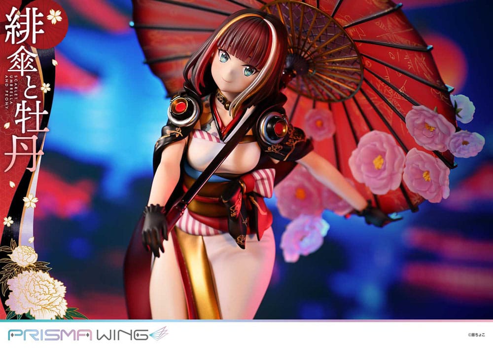 Original Illustration by Fuzichoco Prisma Wing PVC Statue 1/7 Scarlet Umbrella And Peony 28 cm