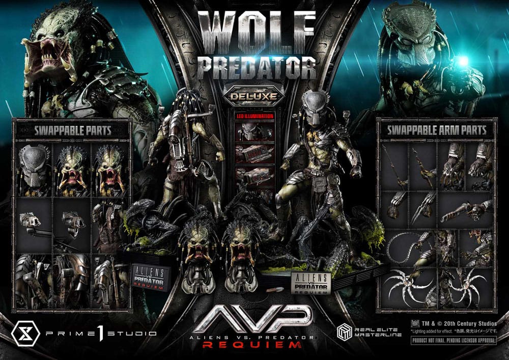 Alien vs. Predator Real Elite Masterline Series Statue 1/3 Requiem Wolf Predator Deluxe Ver. 95 cm