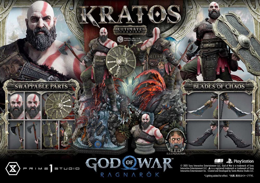 God of War: Ragnarok Real Elite Masterline Series Statue 1/3 Kratos Ultimate Bonus Version 95 cm