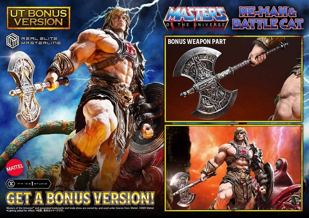 Masters of the Universe Real Elite Masterline Series Statue 1/4 He-Man & Battle Cat Ultimate Bonus Version 86 cm