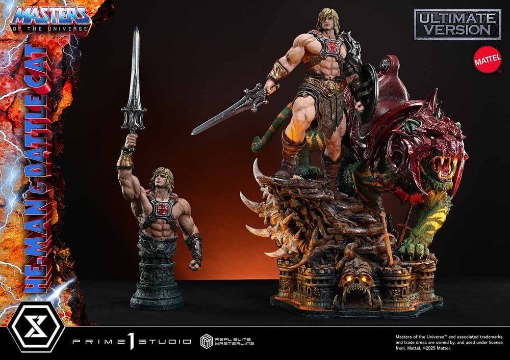 Masters of the Universe Real Elite Masterline Series Statue 1/4 He-Man & Battle Cat Ultimate Bonus Version 86 cm