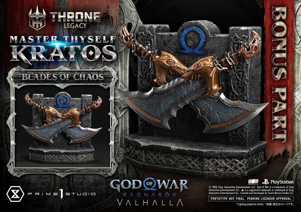 Throne Legacy God of War Series Statue 1/3 Ragnarok Master Thyself Kratos Bonus Version 67 cm